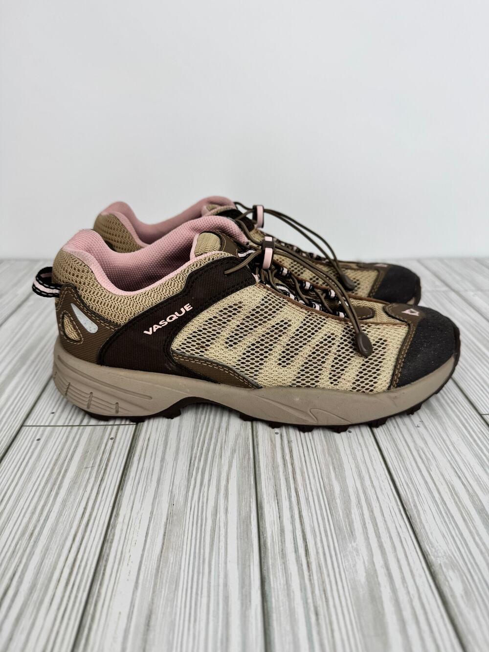 Vasque Velocity VST shoes youth 5 hiking quick lace garage strap brown pink NEW